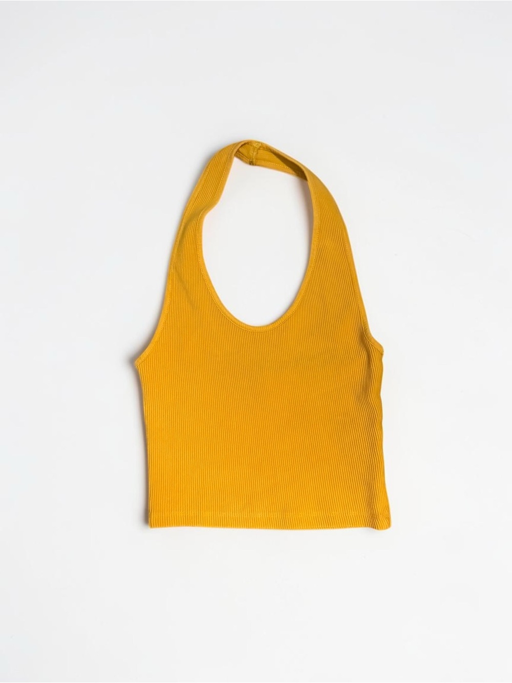 Topshop Mustard Yellow Ribbed Halter Tank Top Size US 4 Marigold Summer Tops